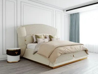 Bed with bedside tables by Turri 3D model