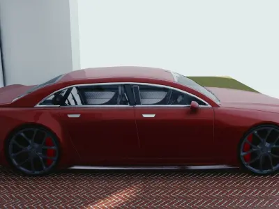 BLENDER EEVEE Brandless Mid Size 4 door sedan Low-poly 3D model