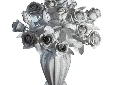 Flower Set 04 - White Roses Bouquet 3D model