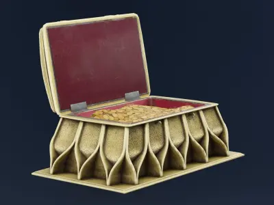 Treasure Filled With Golden Coins Low-poly 3D model