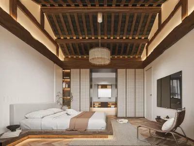    hotel bedroom interior  19 3D model