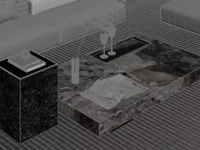 Luxury Modern Living Room with Marble Coffee Sofa Table 3D model