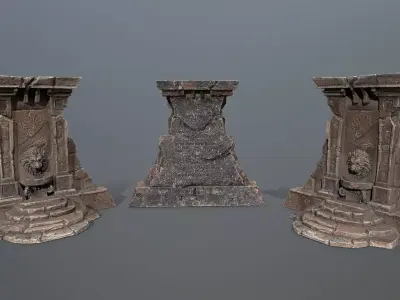 Lion fountain Low-poly 3D model