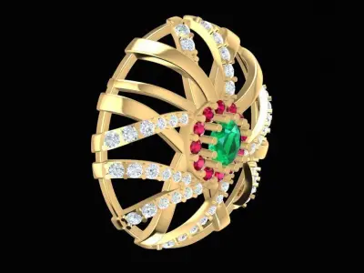 Floral Round Diamond Pendant Jewelry 2234 3D print model