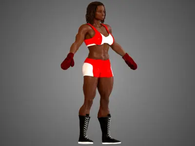 Female African BOX - MMA Fighter  3D model