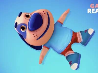 Dog Low poly Animated Rigged Low-poly 3D model