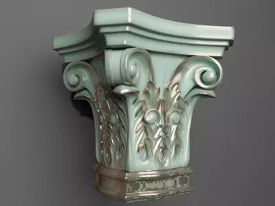 Capital ornate corbel on wall 3D print model