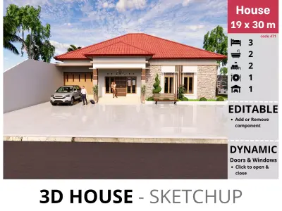 House 19x30m code 471- Sketchup 3D model 3D model 3D model