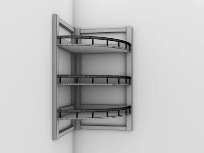 Modern Corner Wall Shelf 3D Model 3 Variants Wood And Glass Low-poly 3D model