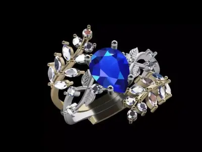  Dual Detachable Ring - Leaf Design 3D print model