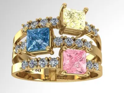 Anel com pedras  3D print model