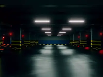 Parking Lot - Low Poly - Game Ready - PBR Low-poly 3D model