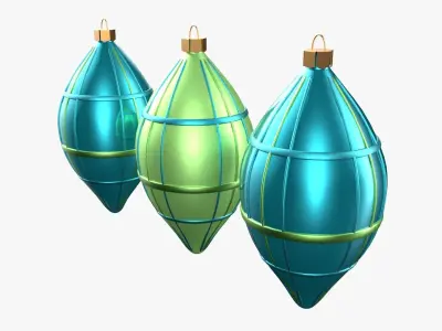 Christmas Tree Ornament Set6 - Turquoise Green  Low-poly 3D model