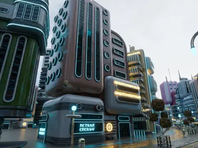 SCIFI ATOMPUNK BUILDING 04 Low-poly 3D model