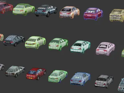 20 Low Poly sedans Low-poly 3D model