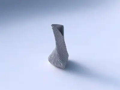 Vase twist puffy tappered triangle with wavy grid piramides 3D print model
