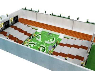 Soccer Football Goal Stadium Cafe Layout a542 3D model