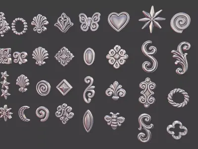 set of 32 Ornamental 3D Models Jewelry Design Decorative 3D print model