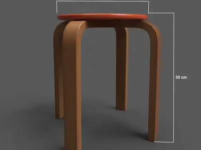QuadStool 35cm Low-poly 3D model