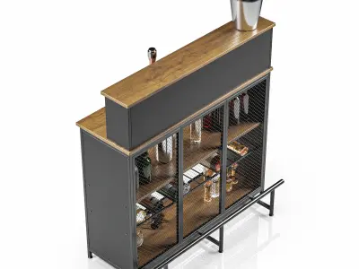 Contemporary Mini Bar Cabinet 3D model 3D model