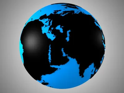 Solid Color Blue  Black Globe 3D model