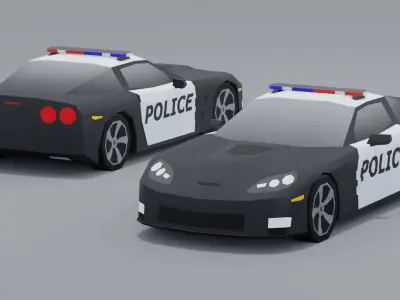 Low Poly Police car pack Low-poly 3D model