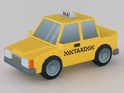 Cartoon Low Poly Car 04 - Taxi Low-poly 3D model