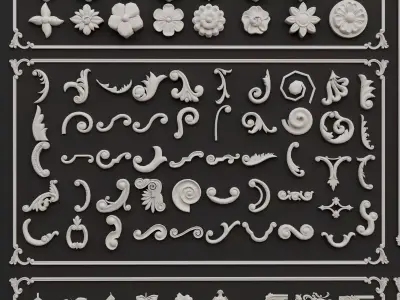 Classical Architectural Ornament Kitbash Pack Low-poly 3D model