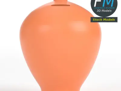 Terracotta piggy bank money box 3D model