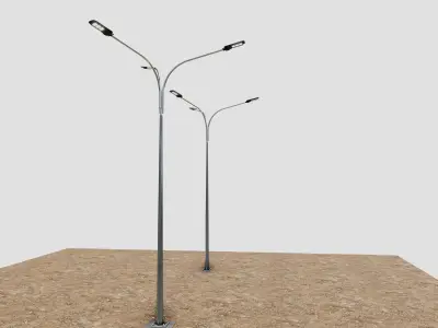 6MT LIGHTING POLE-TRIPLE BENDING ARM 3D model