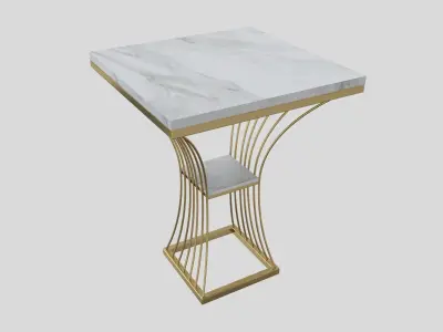 2-Tiered White Side Table 3D model
