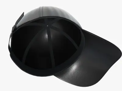 Baseball Cap Leather Mockup Black 3D model
