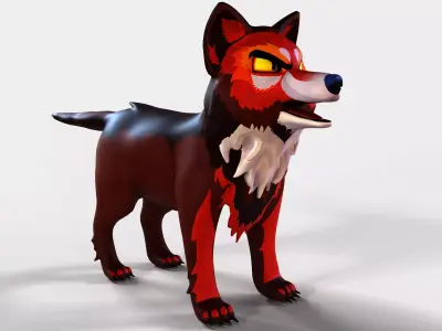 Mystic DOG Kitsune Fox Stylised Cartoon Game Ready Rigged Low-poly 3D model