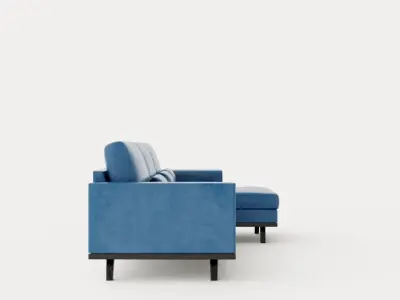 Copenhagen Divan Sofa Right Velvet Low-poly 3D model