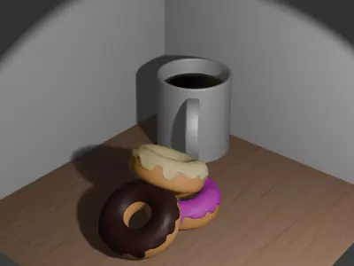 Donut And Coffee Low-poly 3D model