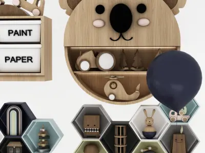 toys and furniture set Low-poly 3D model