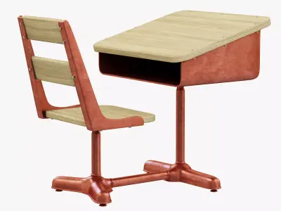 Restoration Hardware Vintage Schoolhouse Desk and Chair 3D model