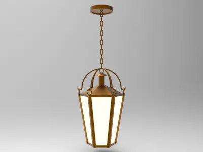 lantern J pendant light hanging from chain 3D model