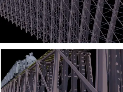 train in snow with star 3D model