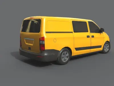 Generic Minivan Yellow Low-poly 3D model