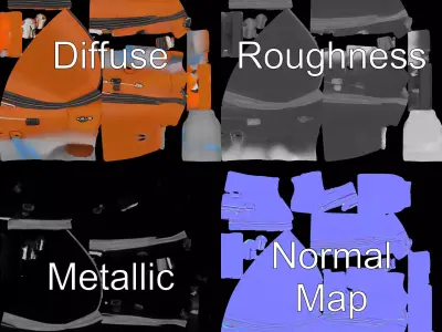 Orange Inflatable Raft model pack Low-poly 3D model