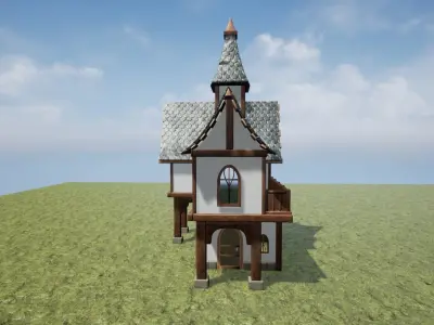 Medieval Fantasy 2 Storey House Inn Bar or Hotel Game Ready Free low-poly 3D model