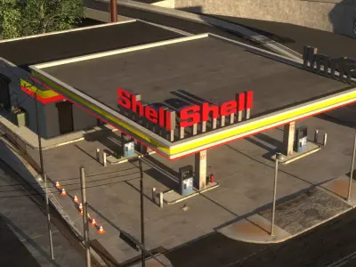 Gas Station Envronment 3D model