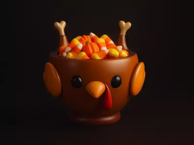 Cute Thanksgiving Turkey Bowl Adorable 3D Printed Turkey Cup 3D print model
