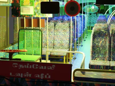 Tn private bus lowpoly game ready 3d model Low-poly 3D model