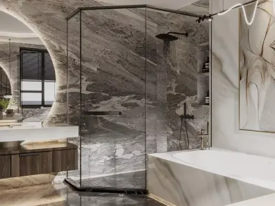 Luxury family bathroom shower room 3D model