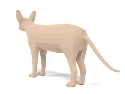 Low Poly Cartoon Sphynx Cat Low-poly 3D model
