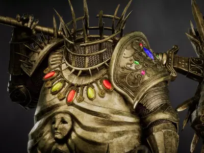 Fat Knight - Headless Executioner - Game-ready Character Low-poly 3D model