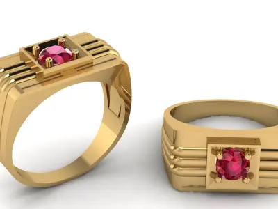 LUXURY RED STONE MEN RING 3D PRINTABLE MODEL 3D print model
