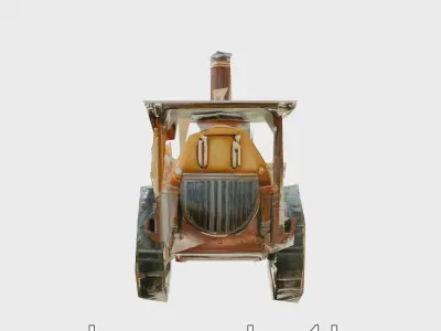 Steampunk Victorian Tractor with Brass Gears and Steam Pipes Low-poly 3D model